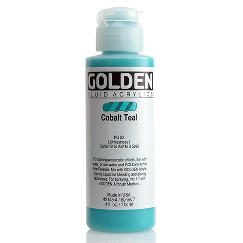 Golden, Fluid Acrylic, Paint, 4oz, Cobalt Teal